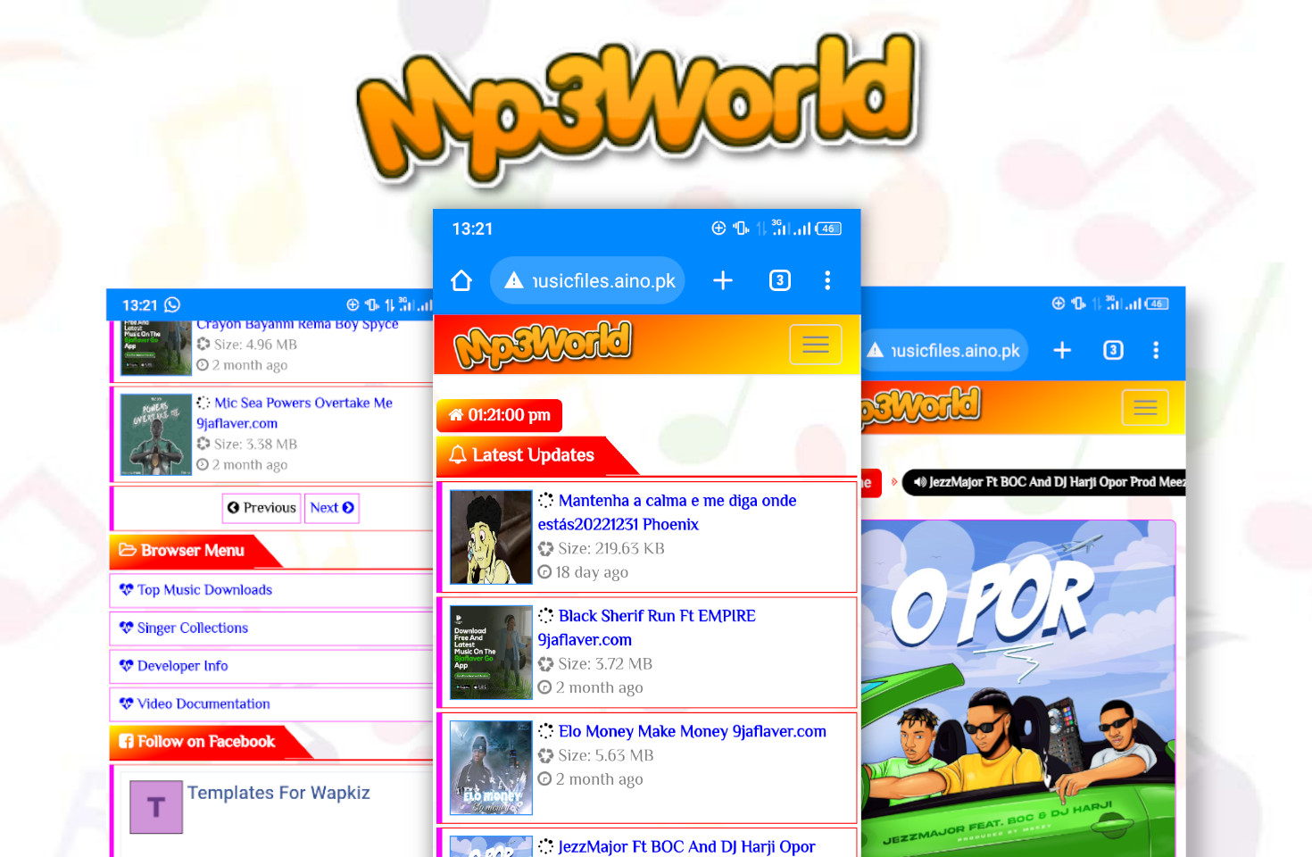 Mp3World - Free Music Mp3 Template for Wapkiz and wapaxo  - Wapkiz Template