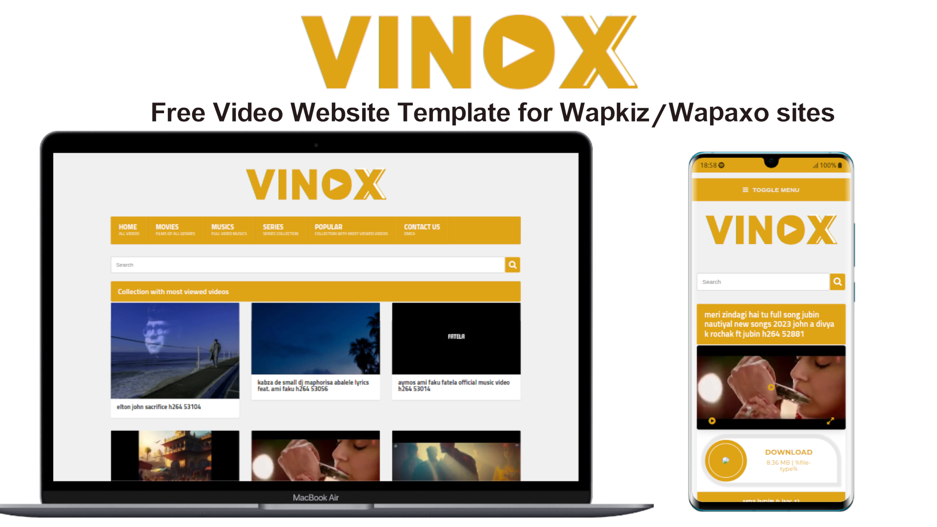 Vinox Video Wapkiz Website theme