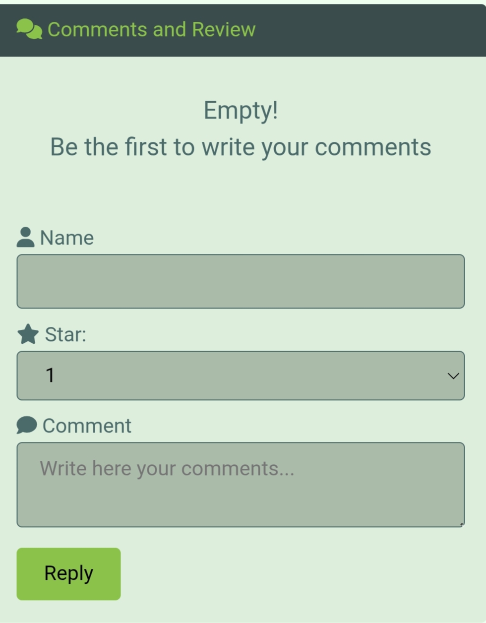 Comments And Review Comment Box Code