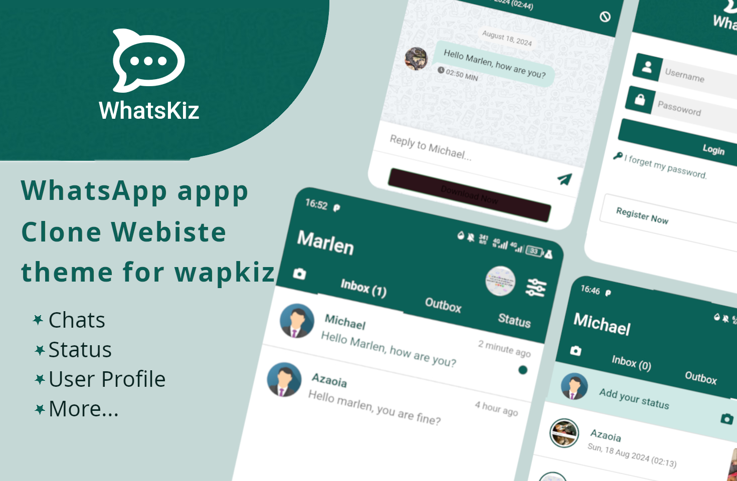 WhatsKiz - WhatsApp Clone Wapkiz Theme - Wapkiz Template