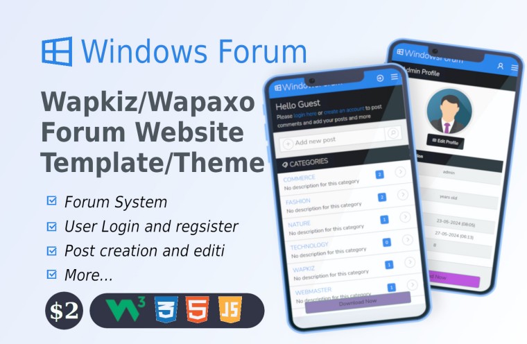 Windows forum blog theme for wapkiz