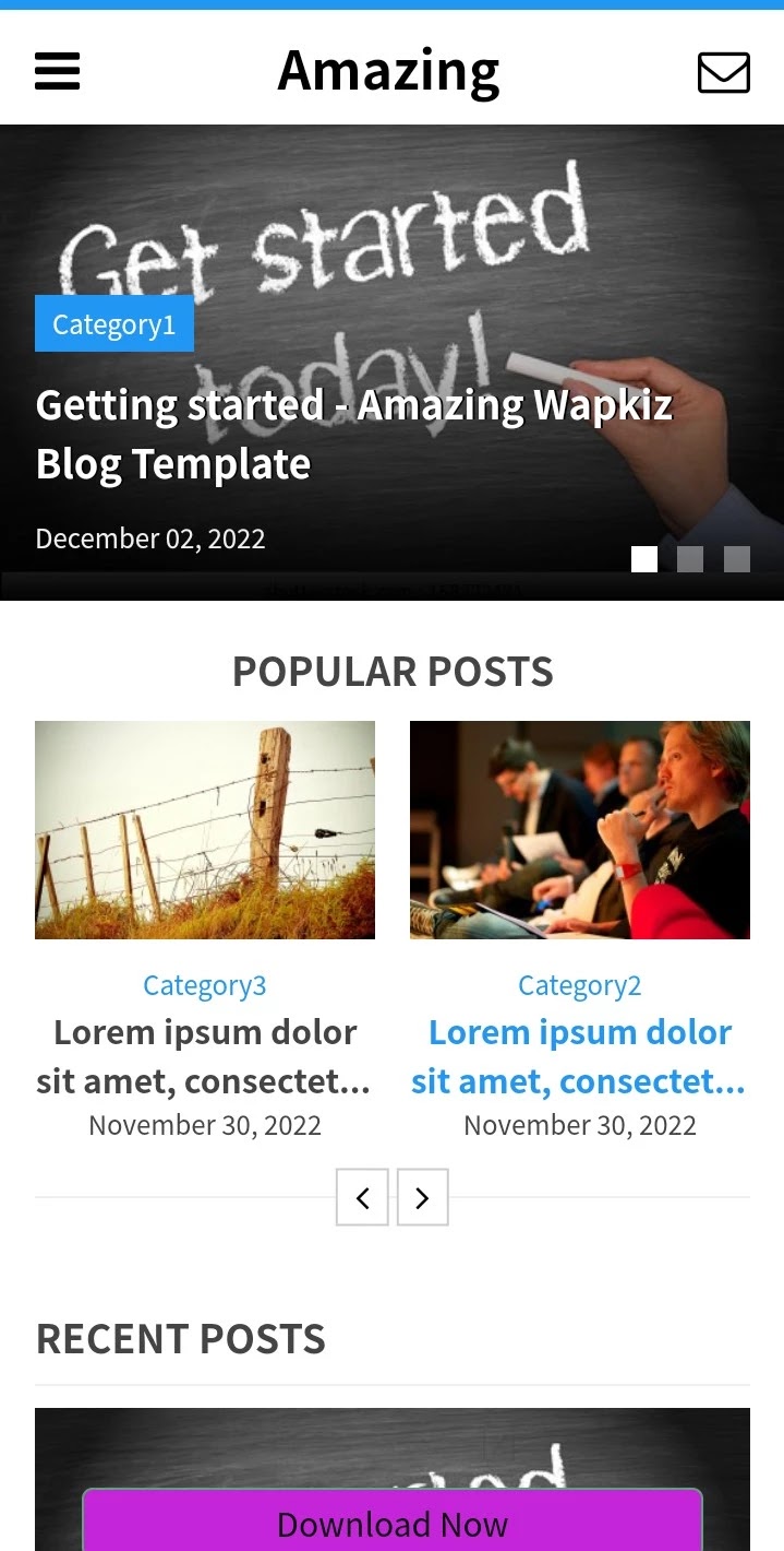 Amazing Blog Website theme for wapkiz