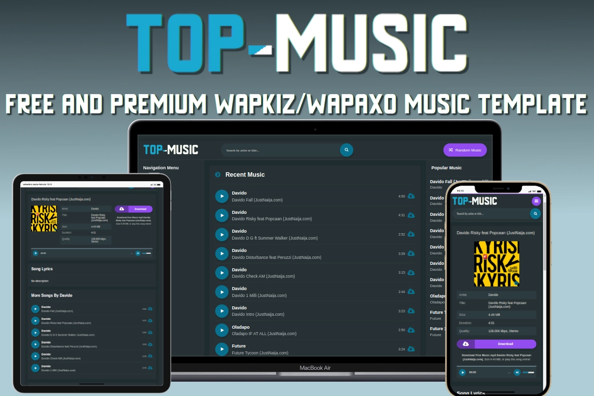 Top Music - Music Website template for Wapkiz and Wapaxo sites