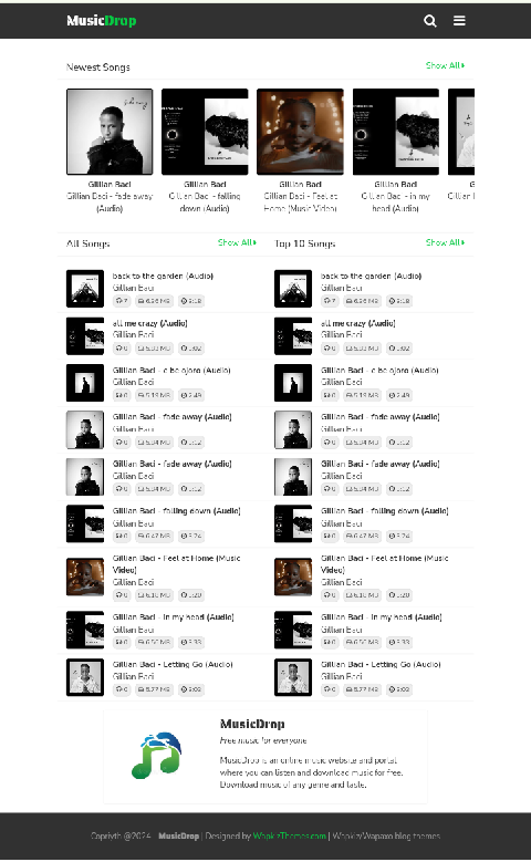 MusicDrop Wapkiz Music Website Theme - Wapkiz Template